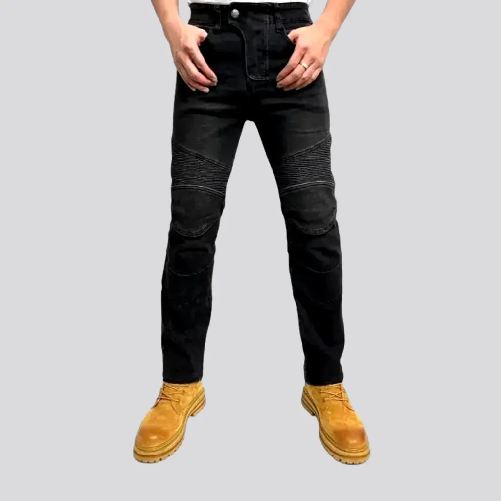 High rise motorcycle men's jeans