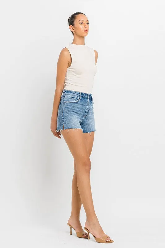 High Rise Side Slit A Line Shorts