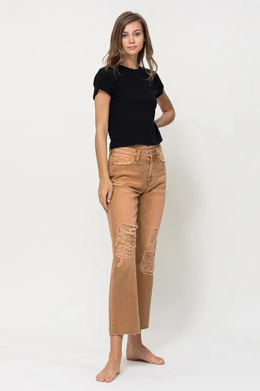 High-RIse Straight Crop Jeans