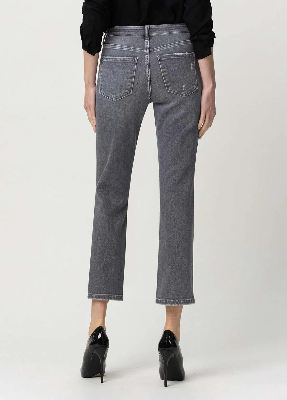 High Rise Stretch Straight Crop Jeans