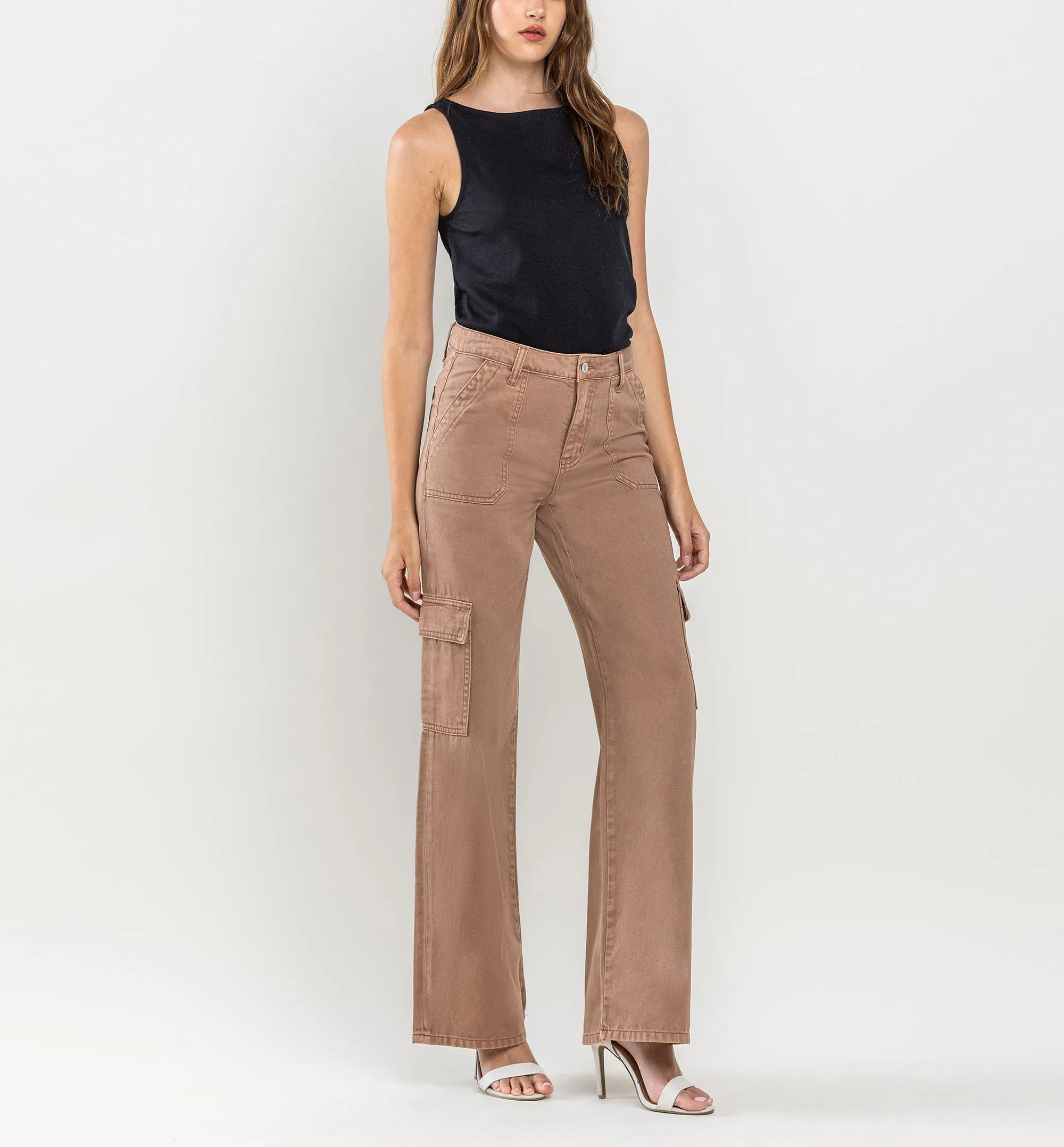 High Rise Utility Cargo Wide Leg Pants