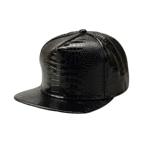 High Shine Crocodile Baseball Cap Flat Brim Snapback Hat Shiny Hip Hop Cap YZ20191