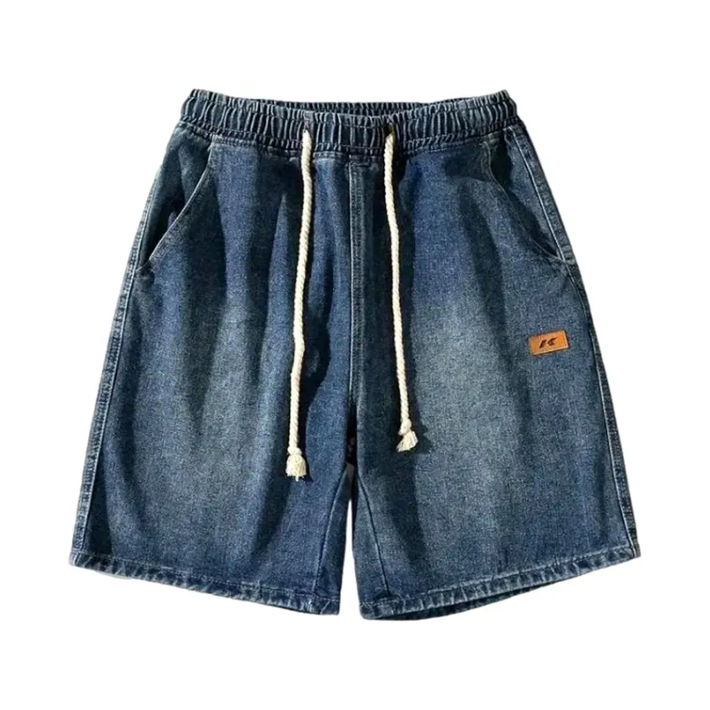 High-waist knee-length jean shorts