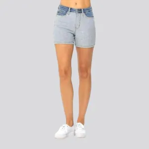 High-waist skinny women's denim shorts