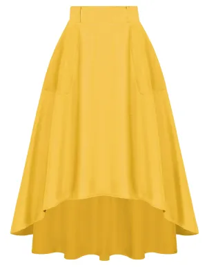 High Waisted Midi Skirts with Pockets Summer Asymmetrical Skirt