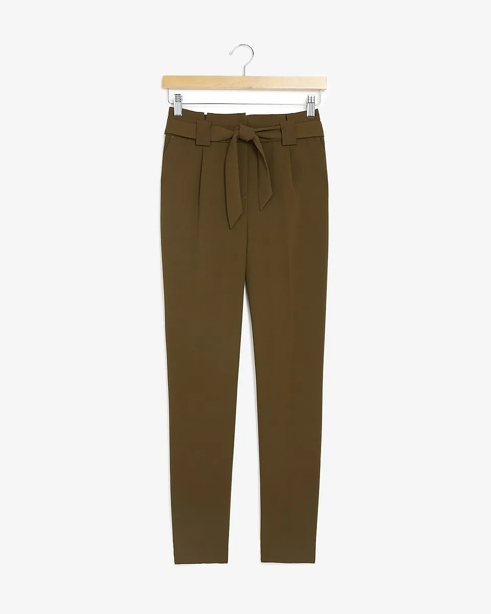 High Waisted Paperbag Ankle Pant in Hunter Green