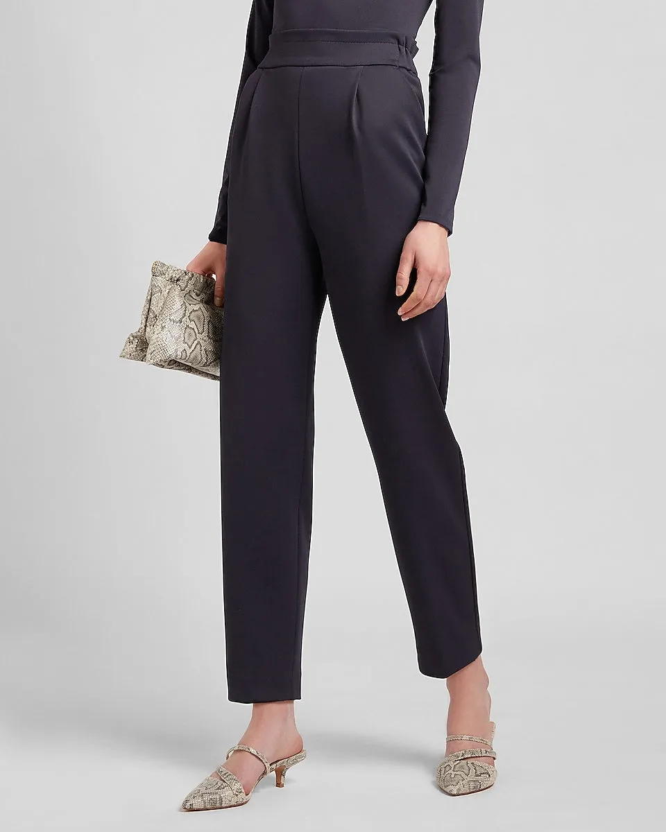 High Waisted Supersoft Double Knit Pull-On Ankle Pant in Navy Blue