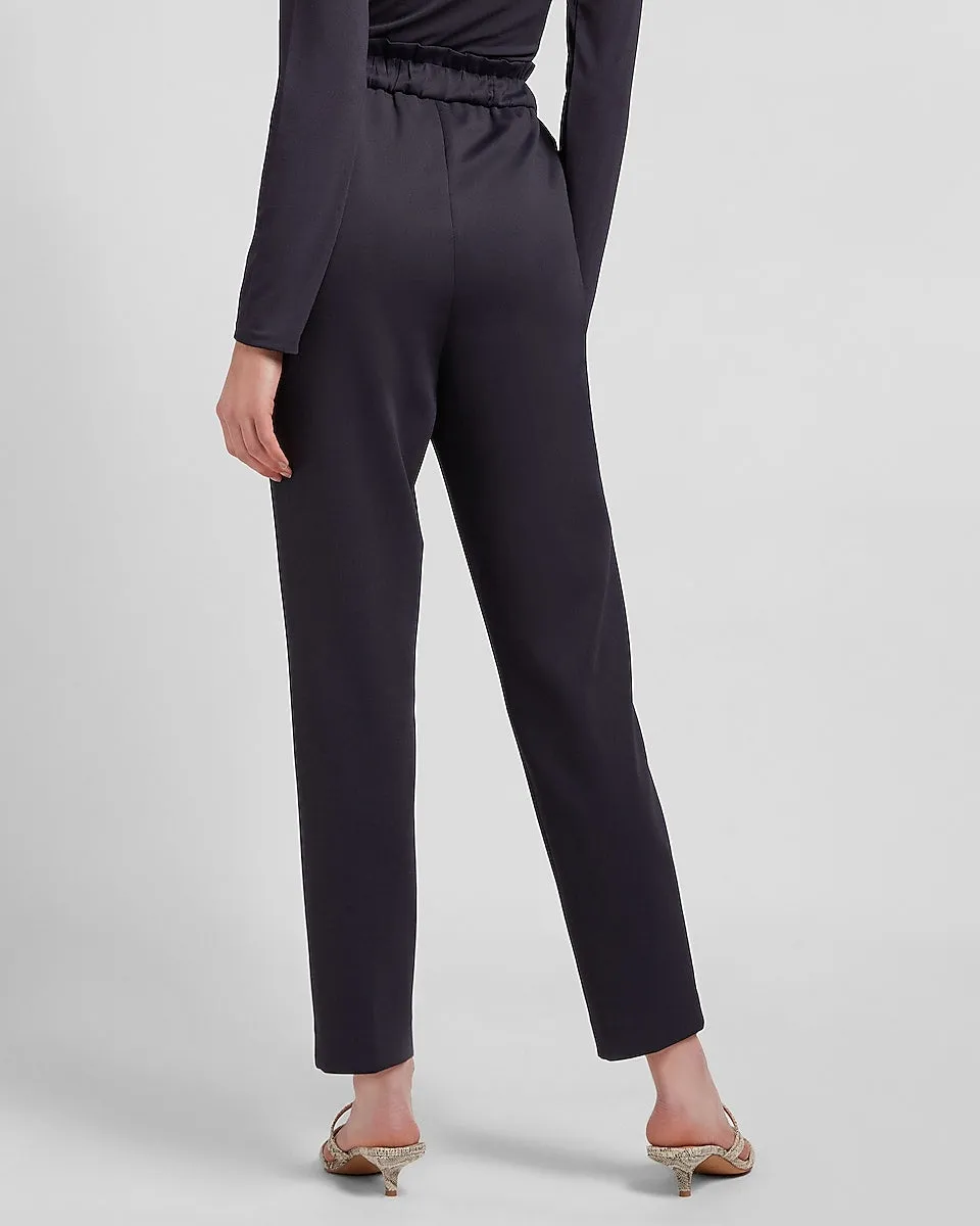 High Waisted Supersoft Double Knit Pull-On Ankle Pant in Navy Blue