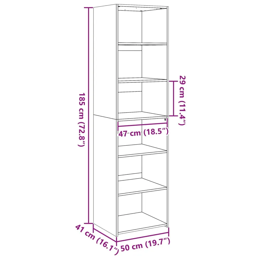 Highboard Grey Sonoma 50x41x185 cm Engineered Wood