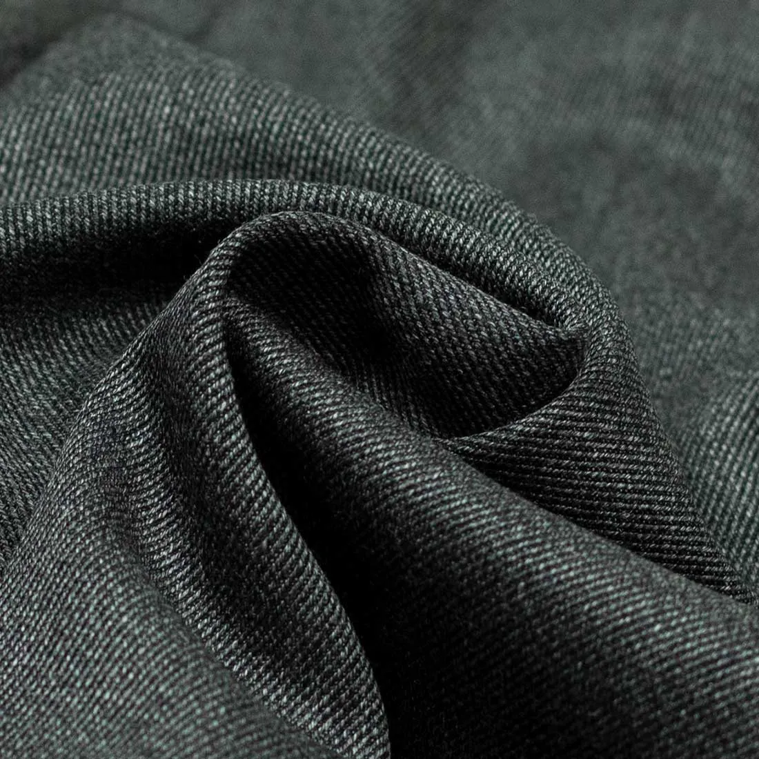 Higher-rise side tab trousers in grey melange cavalry twill wool (restock)