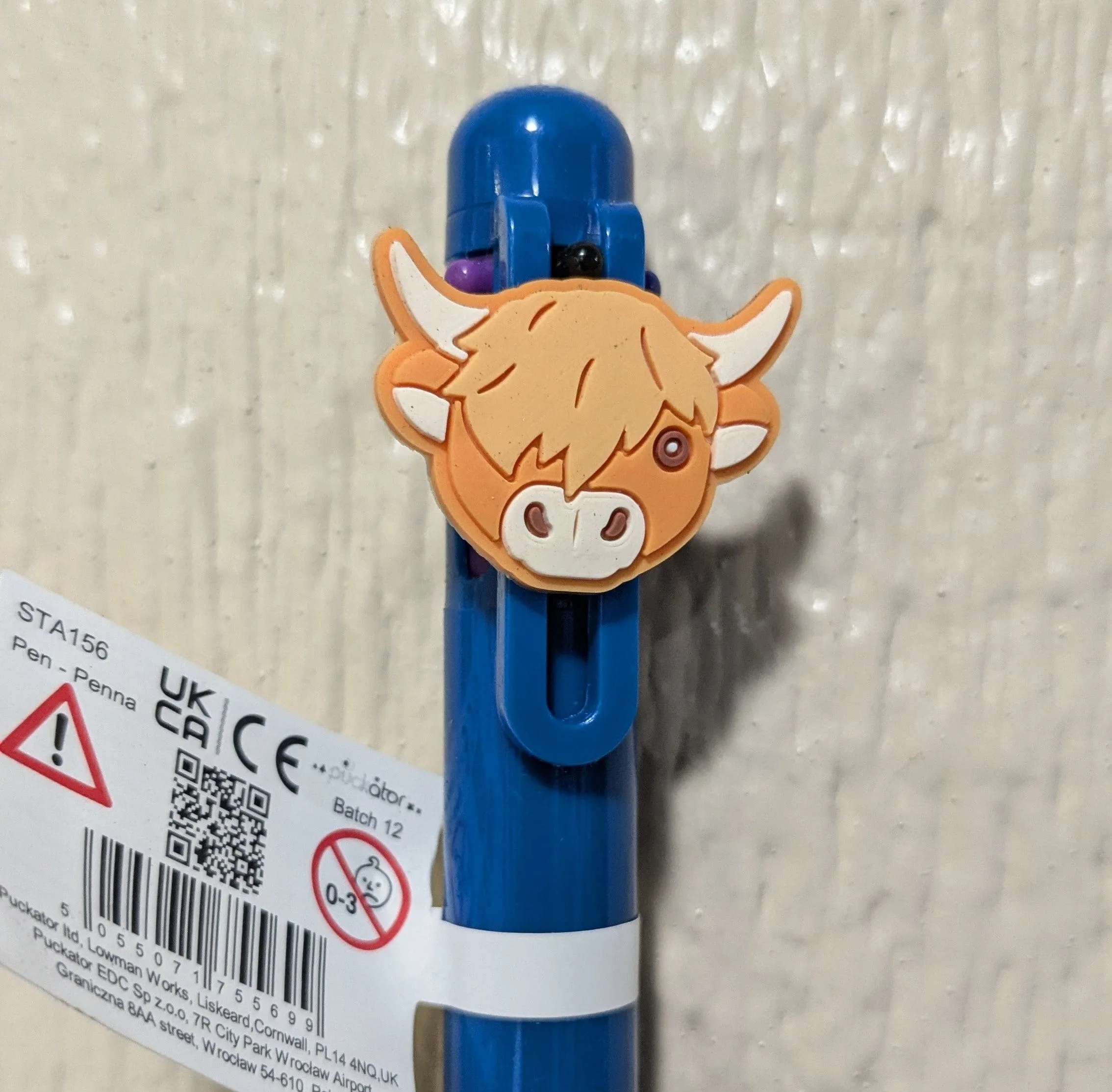 Highland Cow Multi Color Pen with Cow Charm (6 Colors)