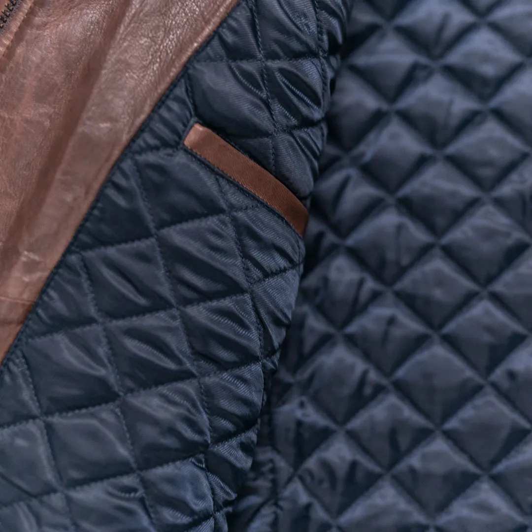 Highlands Quilted Leather Jacket | Mahogany Brown