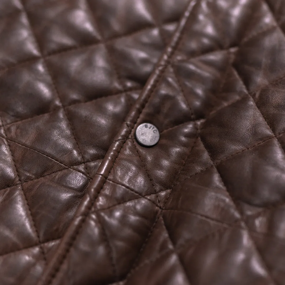 Highlands Quilted Leather Jacket | Mahogany Brown