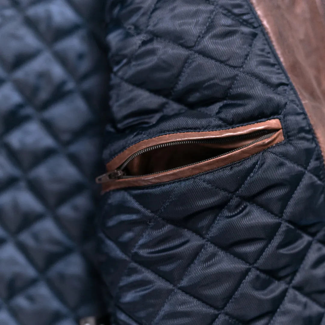 Highlands Quilted Leather Jacket | Mahogany Brown