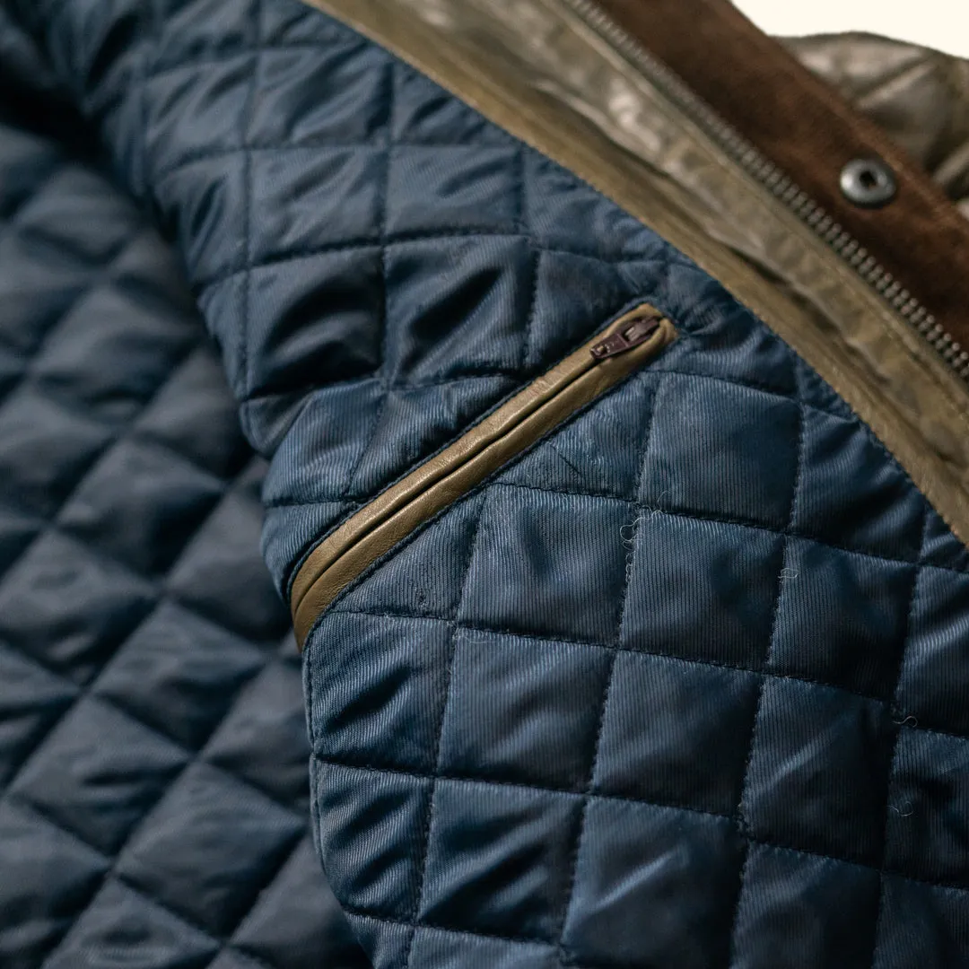 Highlands Quilted Leather Jacket | Olive Green