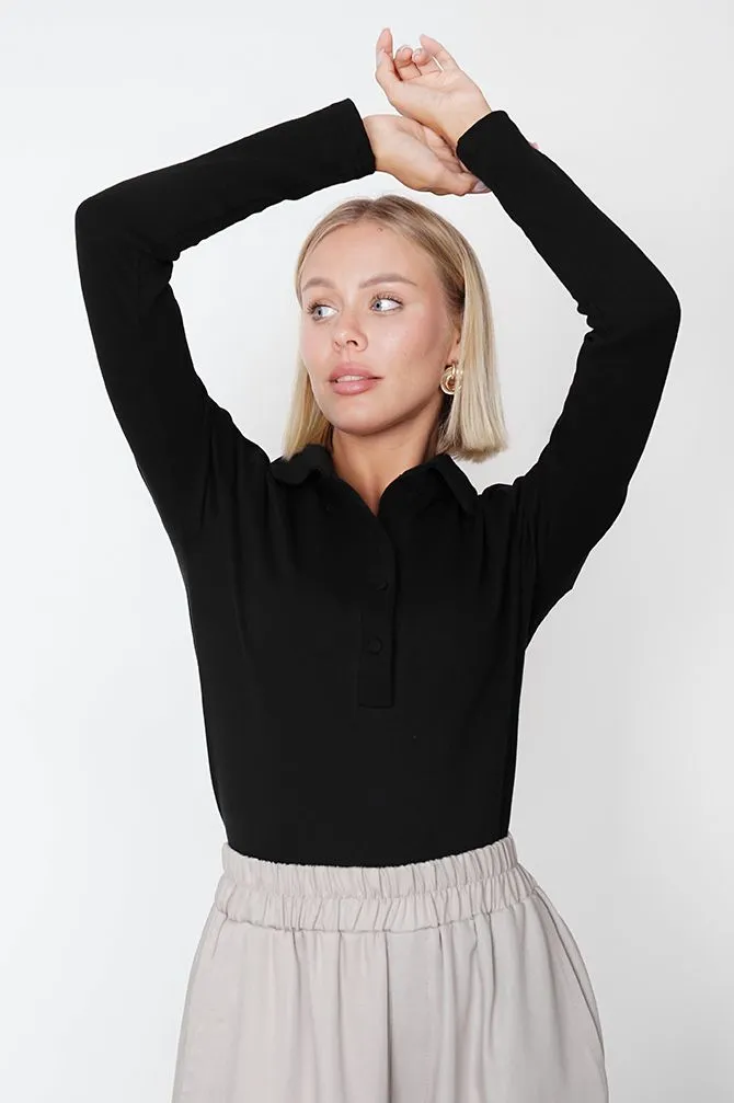 Hill Cotton Longsleeve Top Black