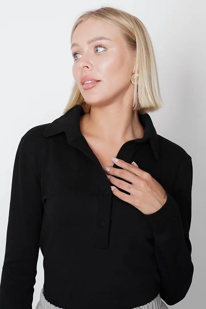 Hill Cotton Longsleeve Top Black