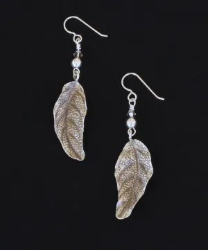 Hill Tribe Silver Textured Leaf Earrings