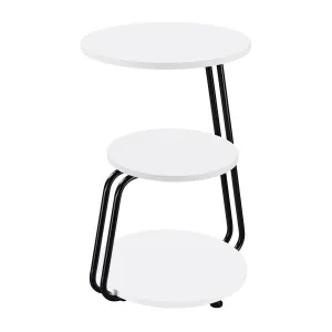 Hilly - 3-Tier Round Accent Side Table - White And Black