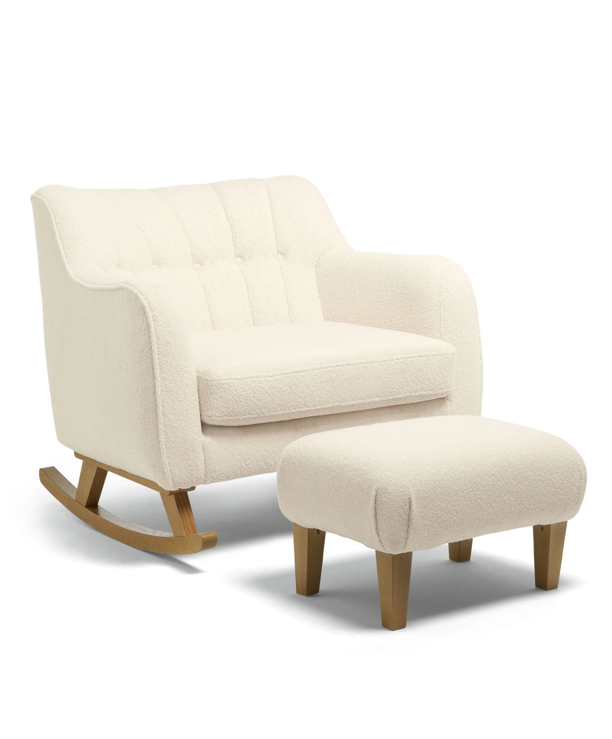 Hilston Cuddle Chair & Footstool Set - Off White Boucle