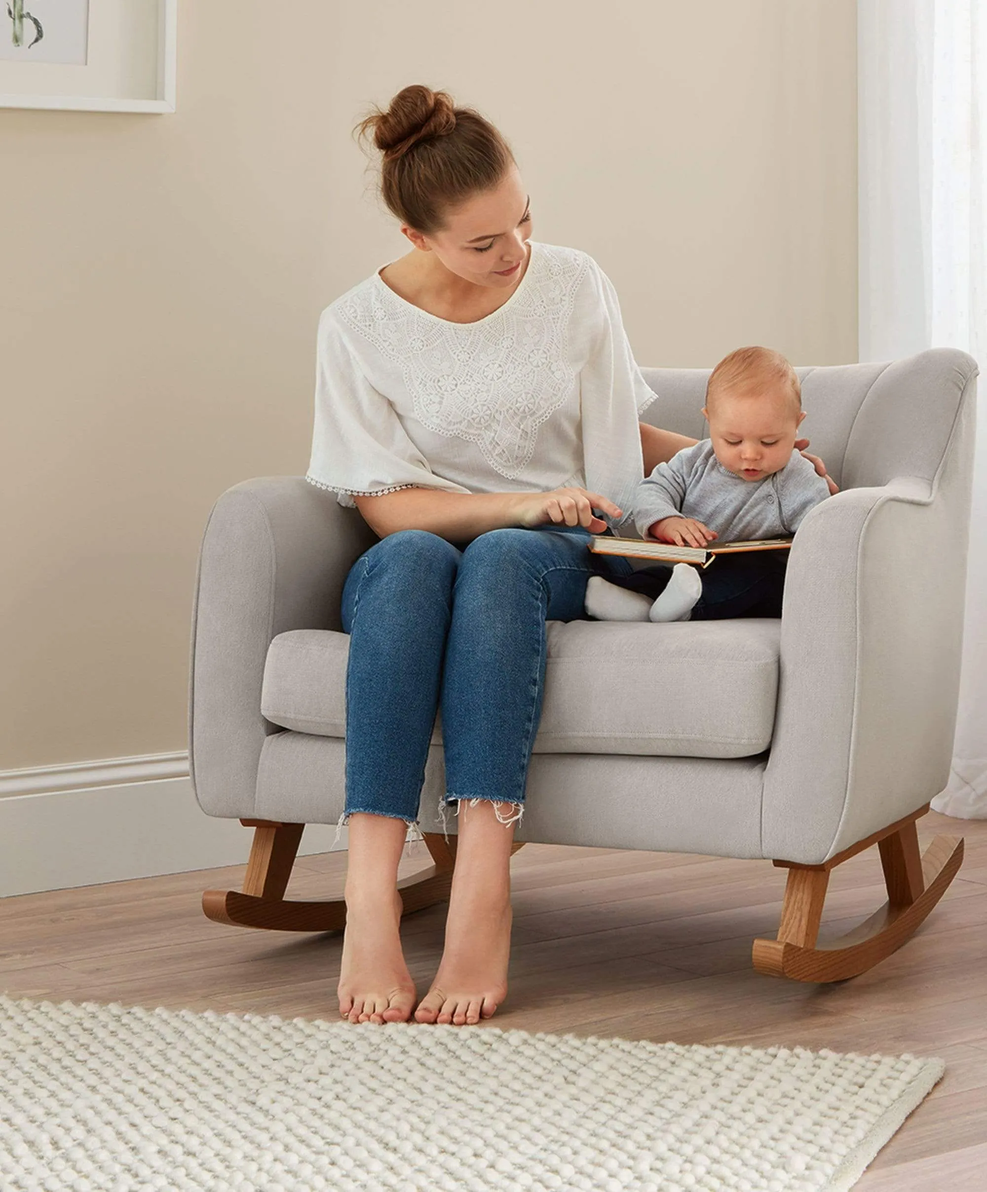 Hilston Cuddle Chair & Footstool Set - Silver Woven