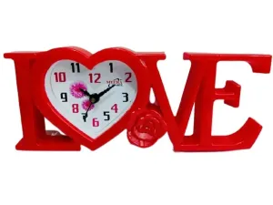 Himanshu Traders Red Love Table Clock with Rose