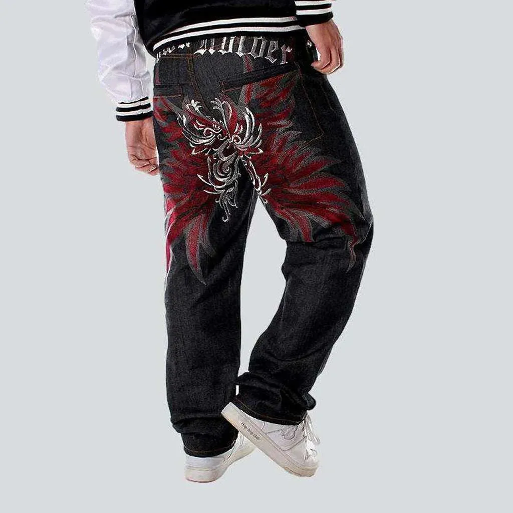 Hip-hop back embroidery men's jeans