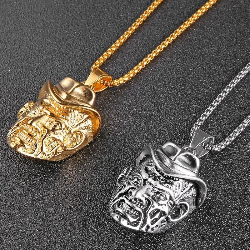 Hip Hop Jewelry  Hyperbole Clown Mask Pendant Necklace in Gold Color