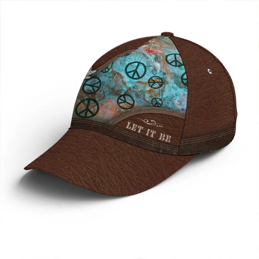 Hippie Let It Be Dragonfly Leather Style Baseball Cap Coolspod