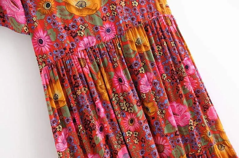 Hippie Sunflower Maxi Dress