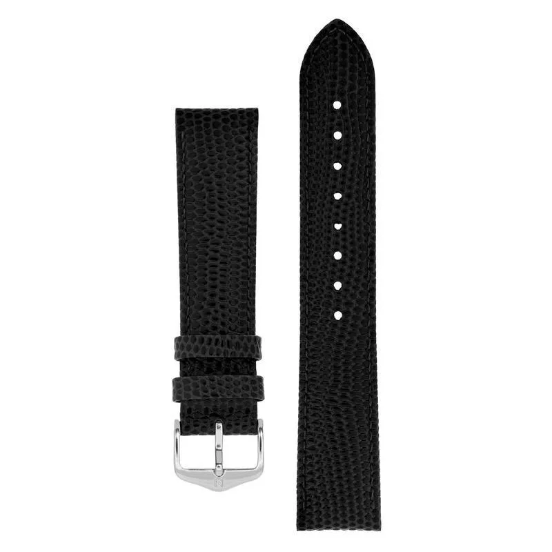 Hirsch RAINBOW Lizard Embossed Leather Watch Strap in BLACK