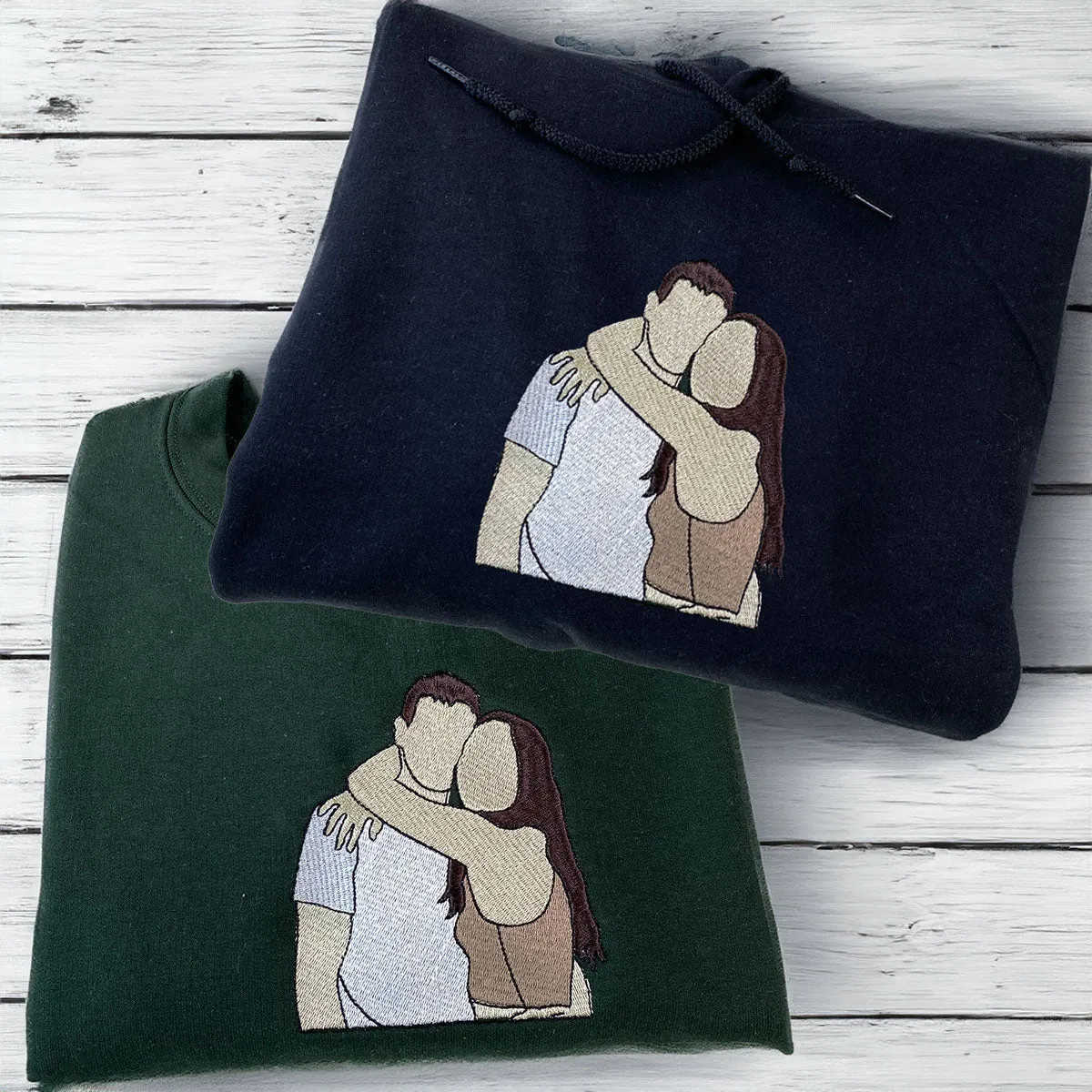 His & Hers Twin Pack: Embroidered Crewneck Sweatshirt & Hoodie