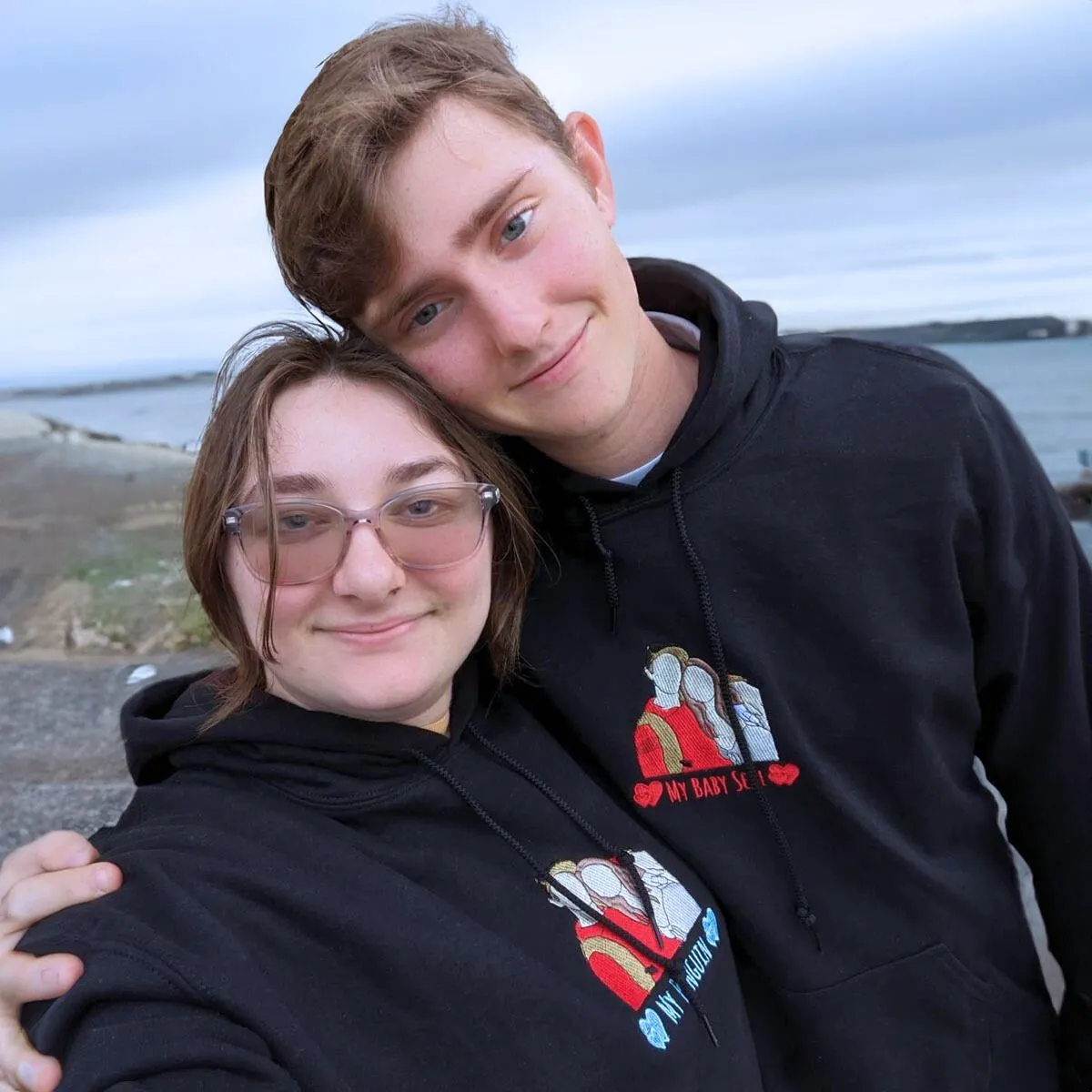 His & Hers Twin Pack: Embroidered Crewneck Sweatshirt & Hoodie