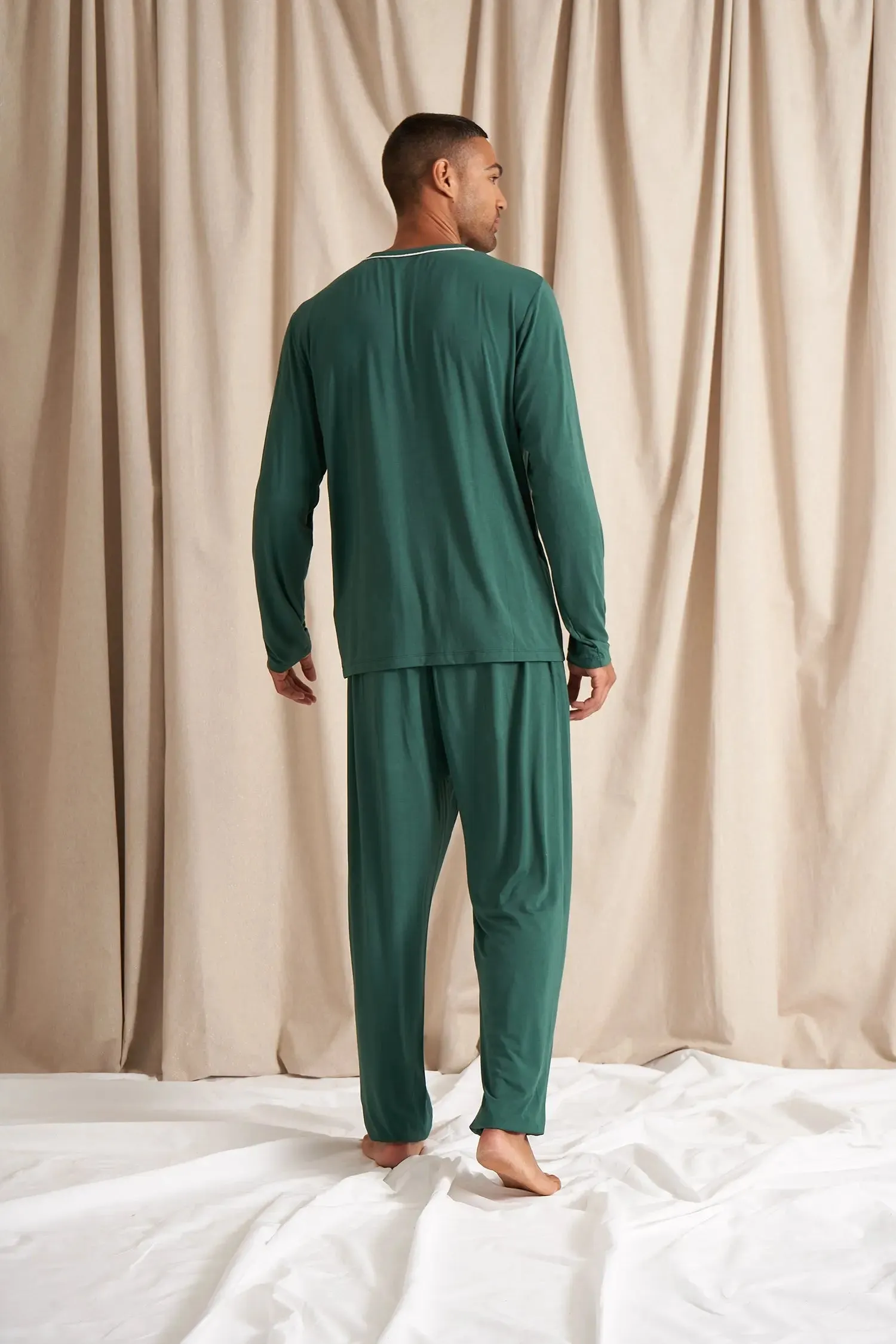 His and Hers Bamboo Pyjama Sets in Green