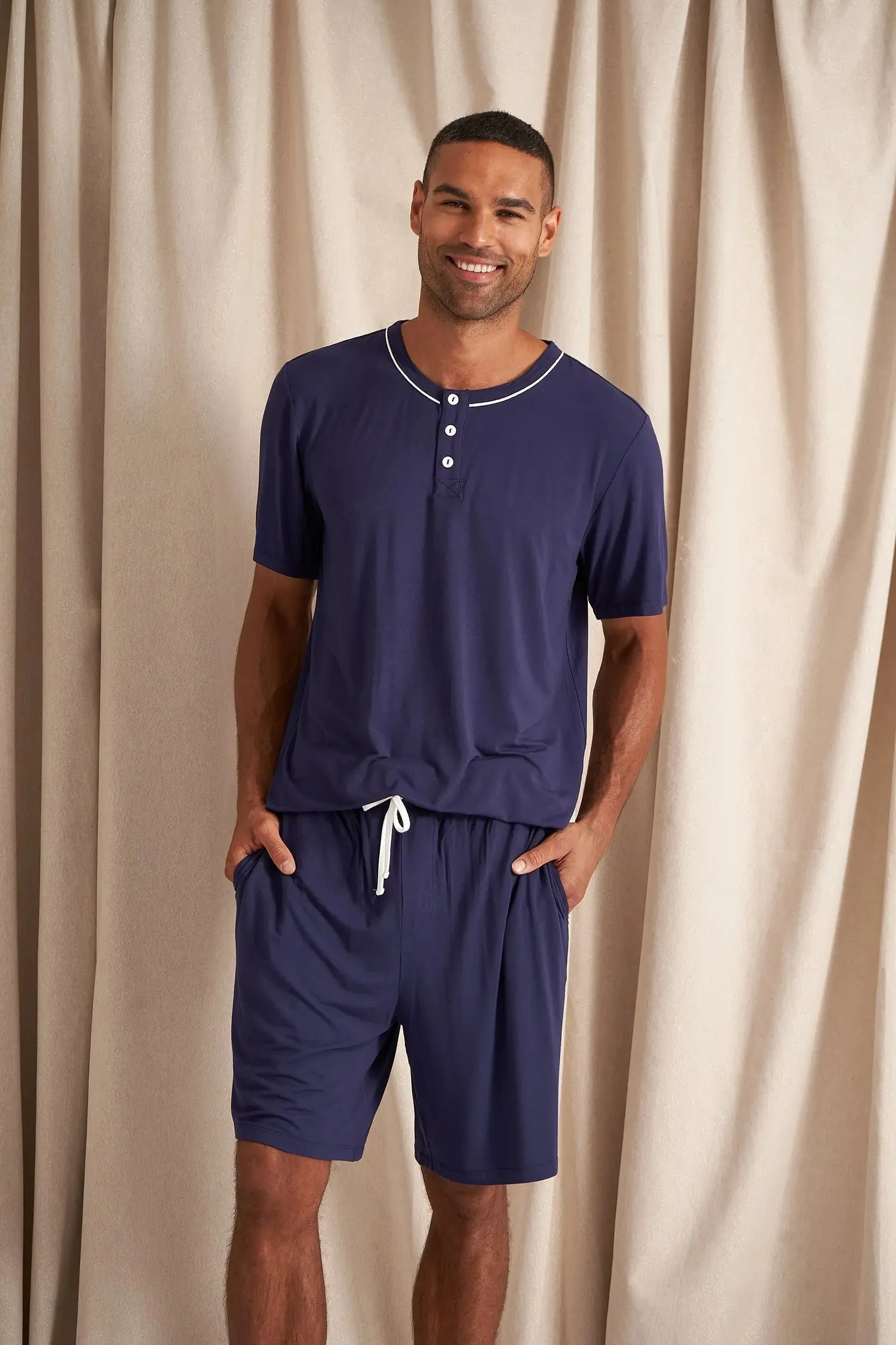 His and Hers Bamboo Short Pyjama Sets in Midnight