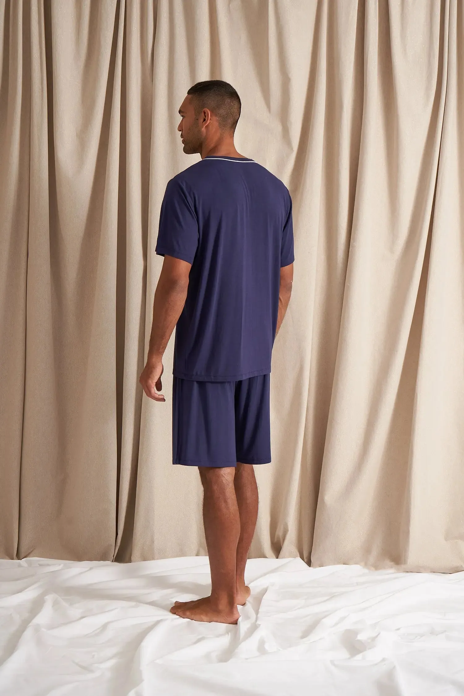 His and Hers Bamboo Short Pyjama Sets in Midnight