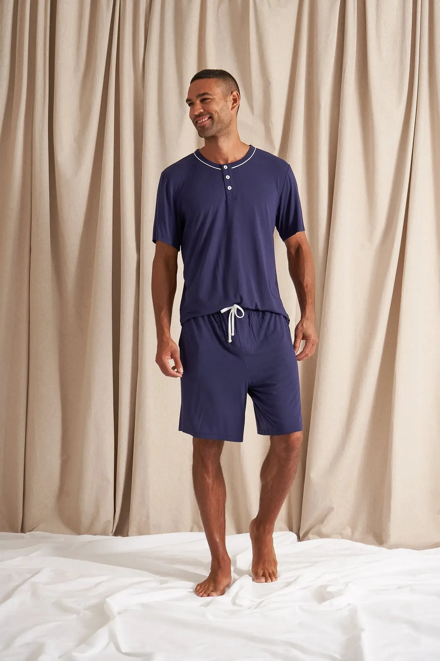 His and Hers Bamboo Short Pyjama Sets in Midnight