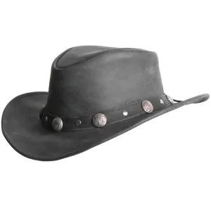 HL80114 Handmade Men's Real Leather Australian Western Style Buffalo Coin Cowboy Hat