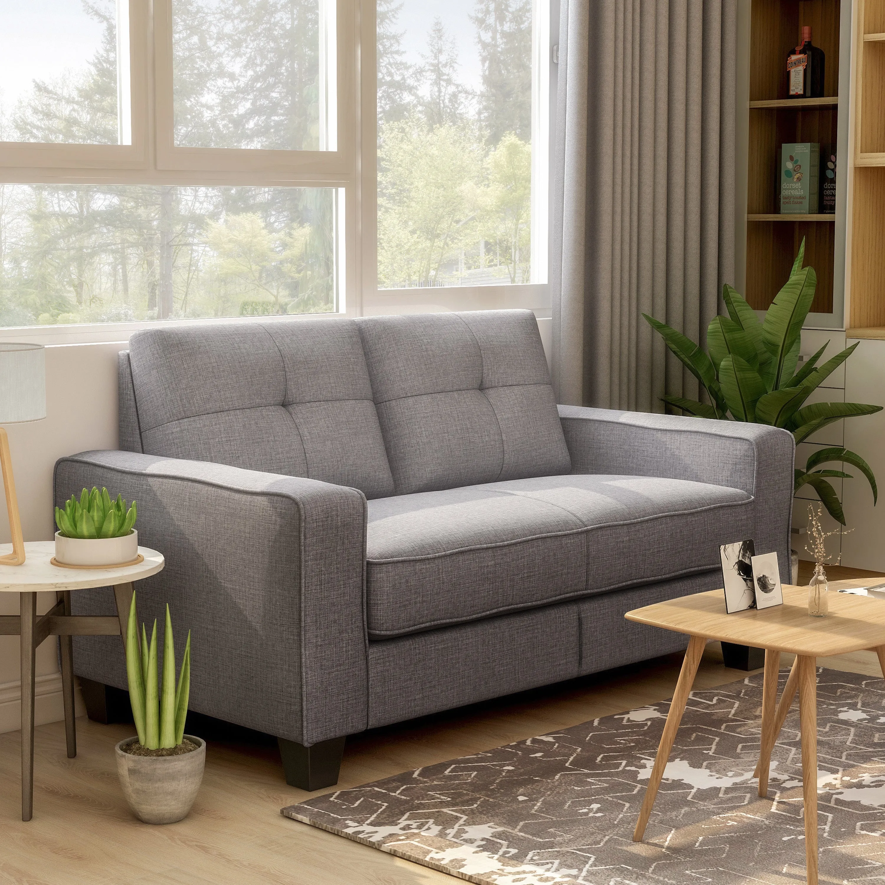 Hodgen Contemporary Gray Blind-tufted Loveseat