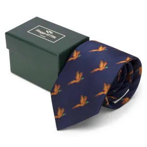 Hoggs of Fife 100% Silk Woven Tie Pheasants Boxed