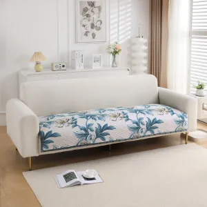 HOKIPO Quilted Sofa Cover Seat Mat for 1/2/3 Seater, Celadon Blue Camellia