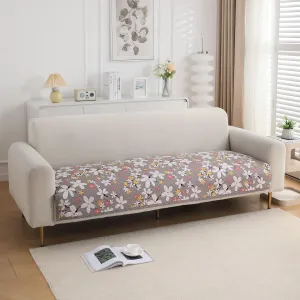 HOKIPO Quilted Sofa Cover Seat Mat for 1/2/3 Seater, Pastel Brown Sandwort Flower