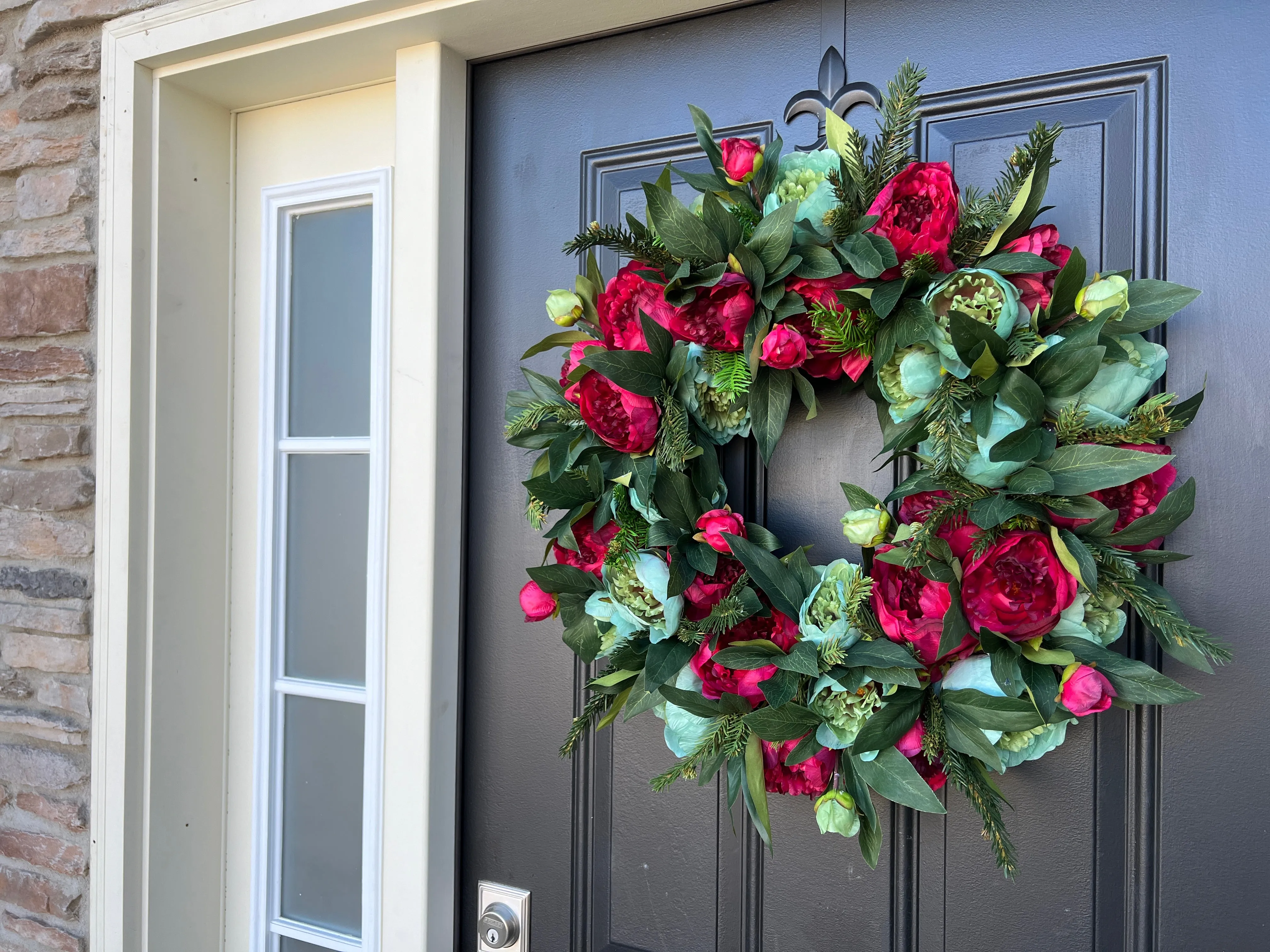 Holiday Pine and Peony Wreath