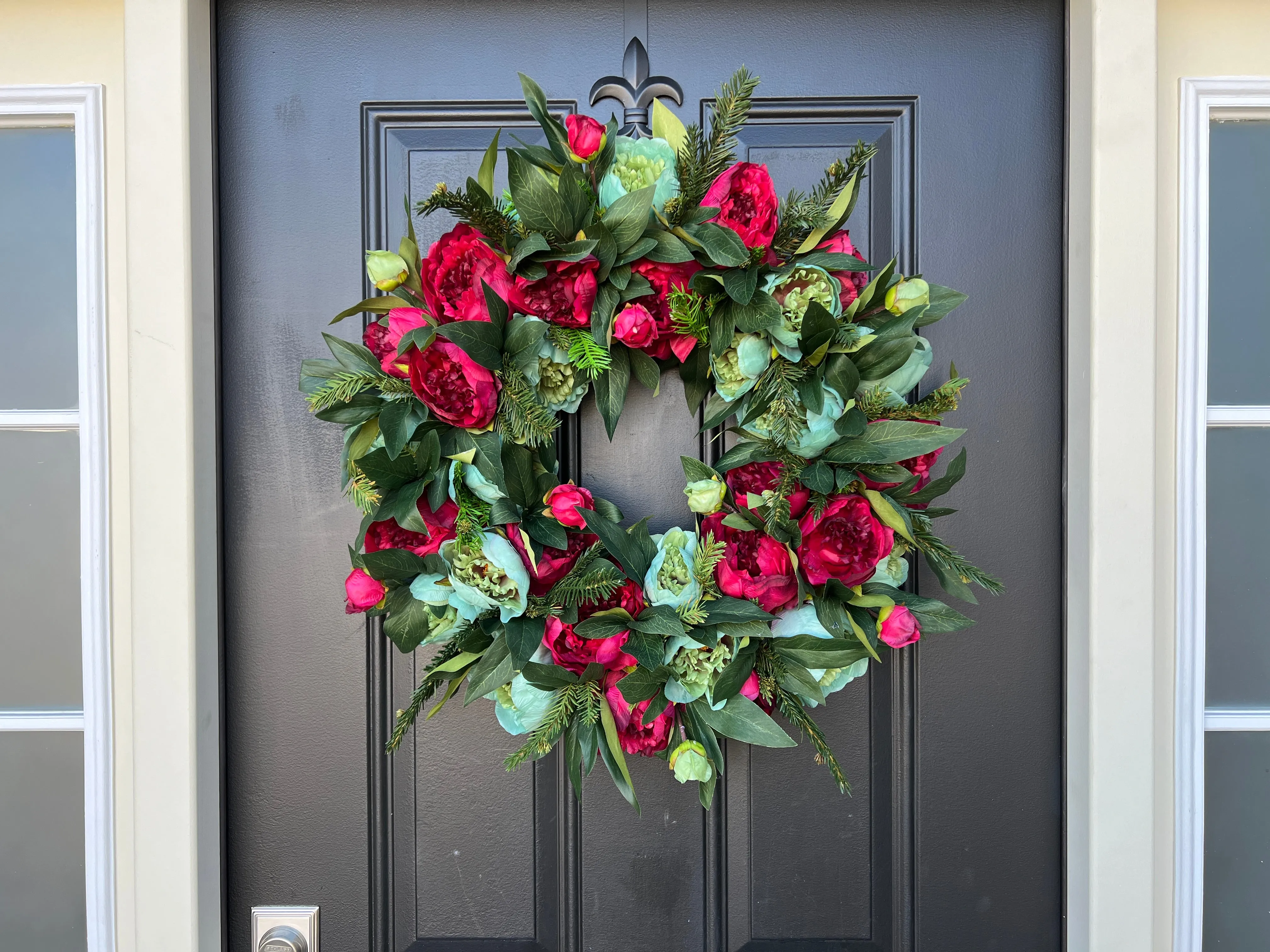 Holiday Pine and Peony Wreath