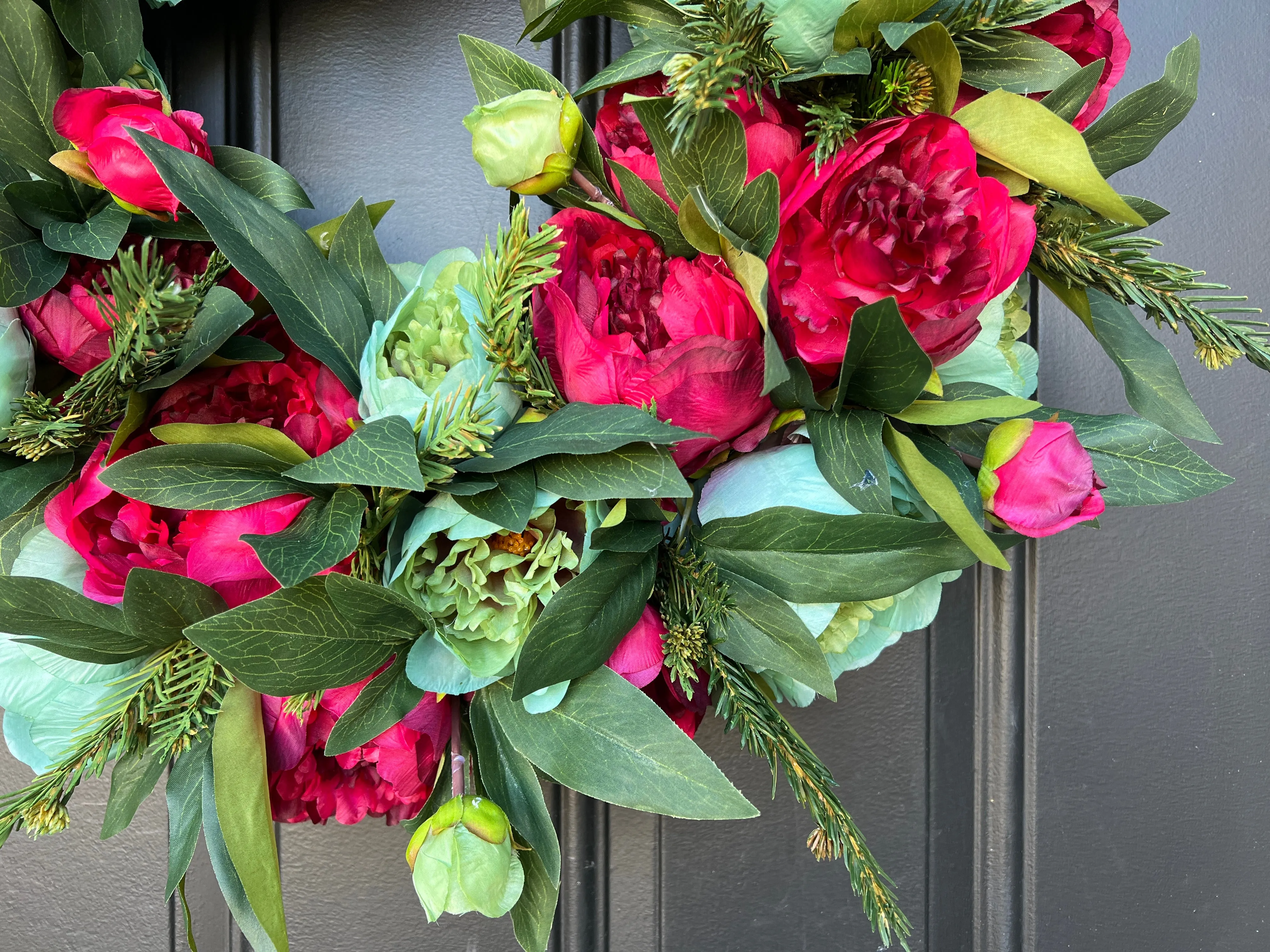 Holiday Pine and Peony Wreath