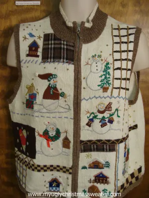 Holiday Snowmen Ugly Christmas Sweater Vest