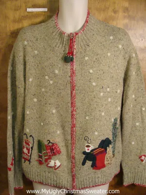 Holiday Sweater with Winter Sports Theme