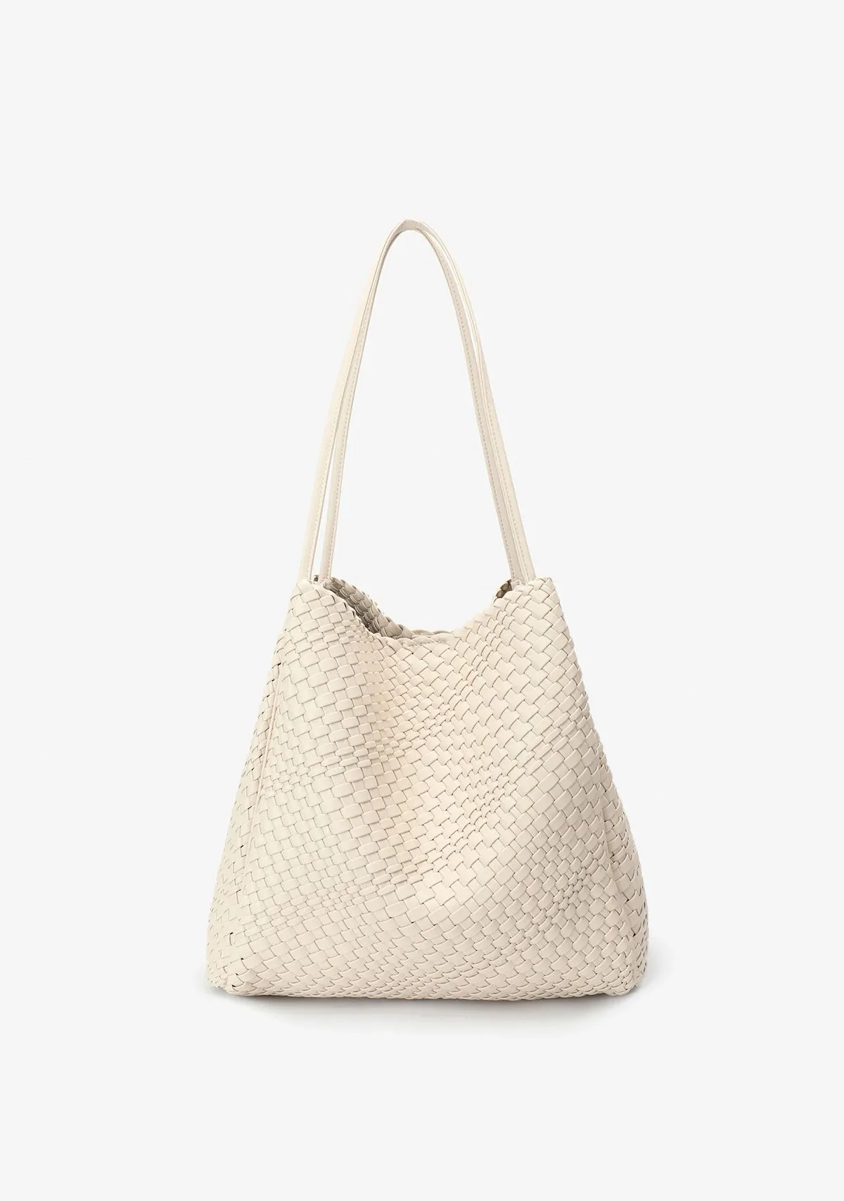 Hollace North South Tote Woven Cream