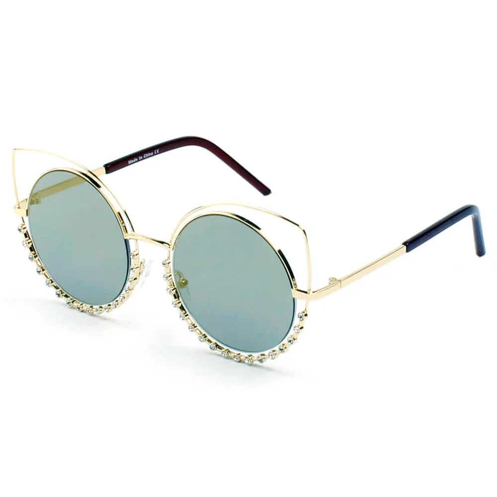 Holland - Pearl-Studded Cut-Out Cat Eye Princess Sunglasses