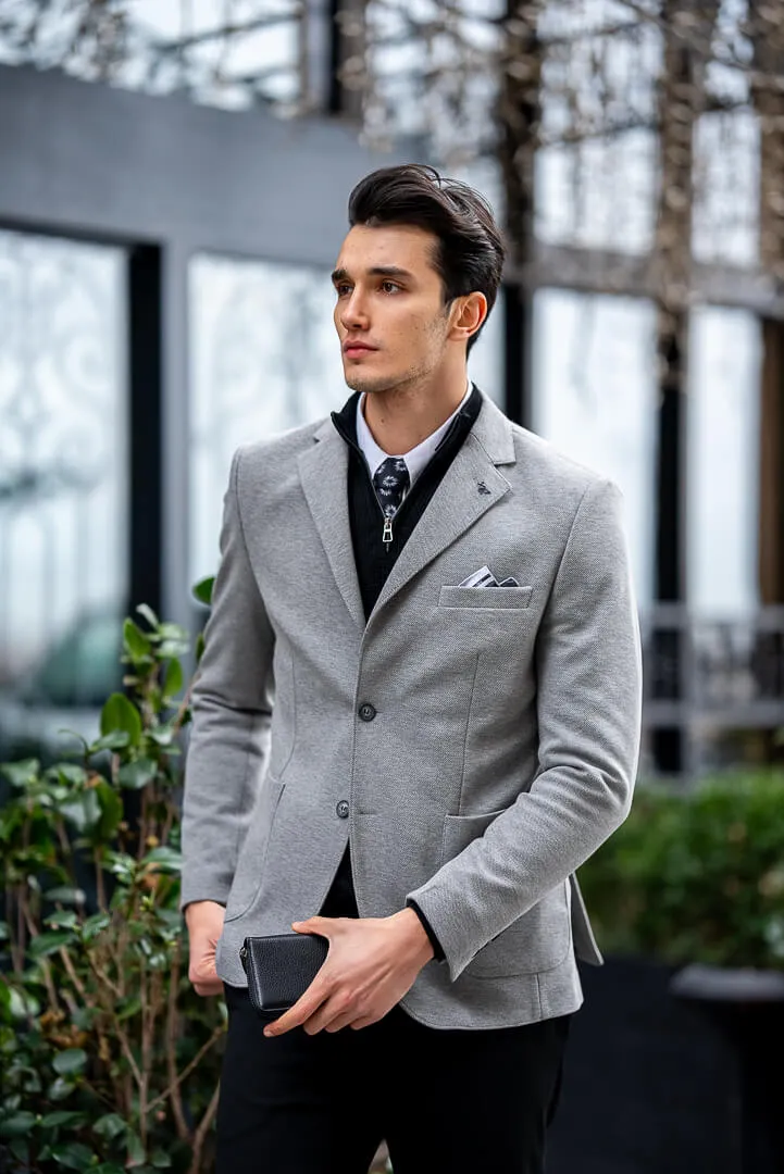 HolloMen's Gray Tailored Men's Jacket